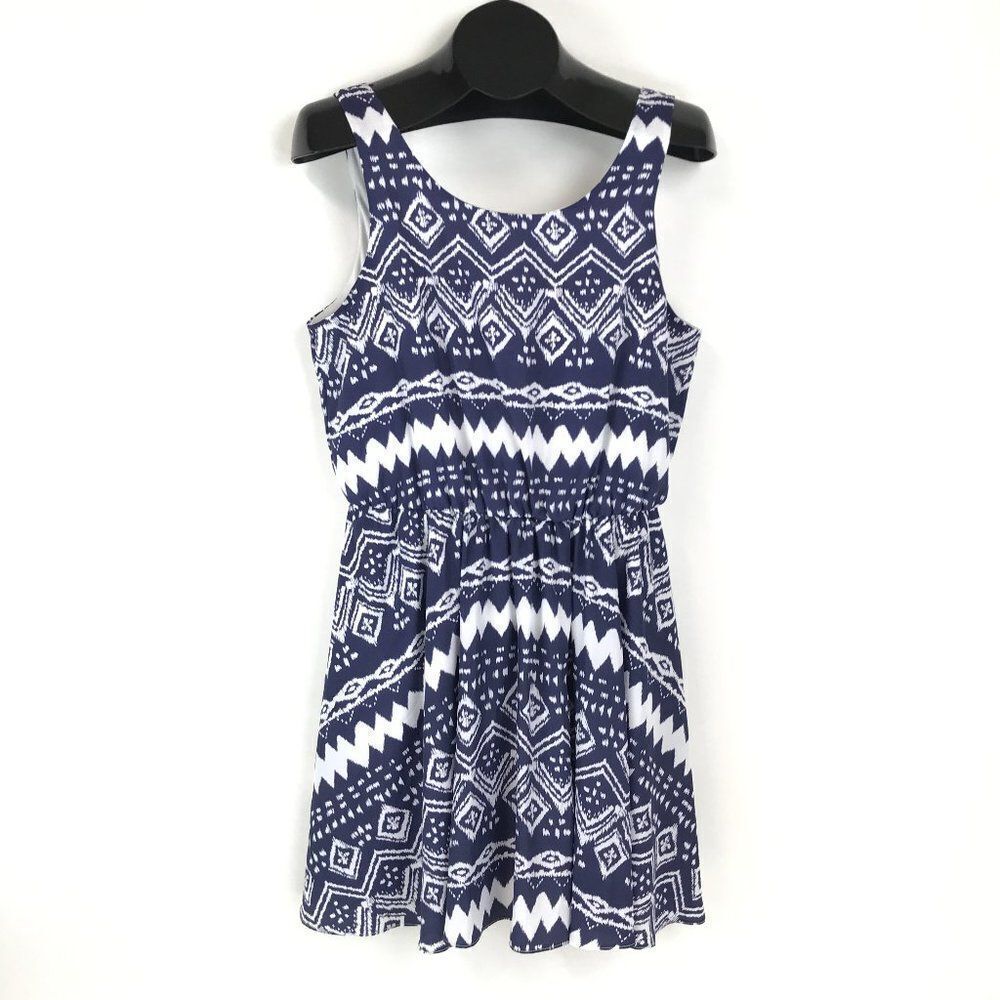 Sequin Hearts Sleeveless Fit & Flare Dress Juniors' Large Scoop Neck Bow Lined